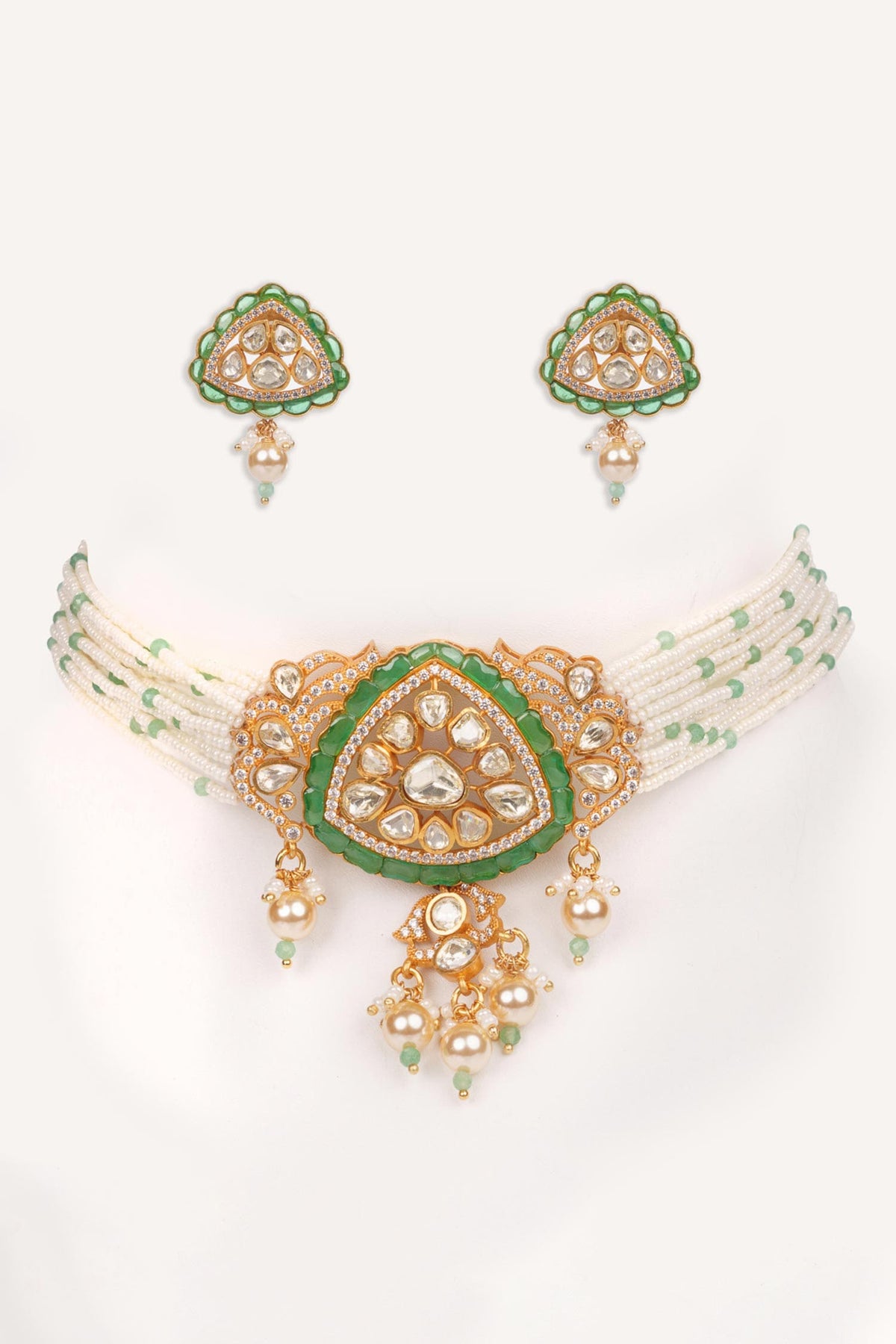 Beaded String Choker With Earrings 