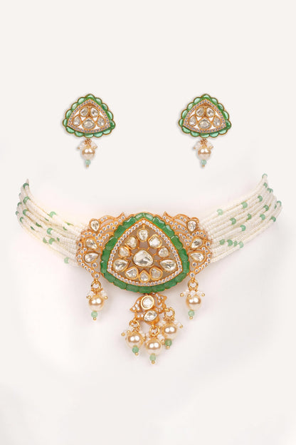 Beaded String Choker With Earrings 