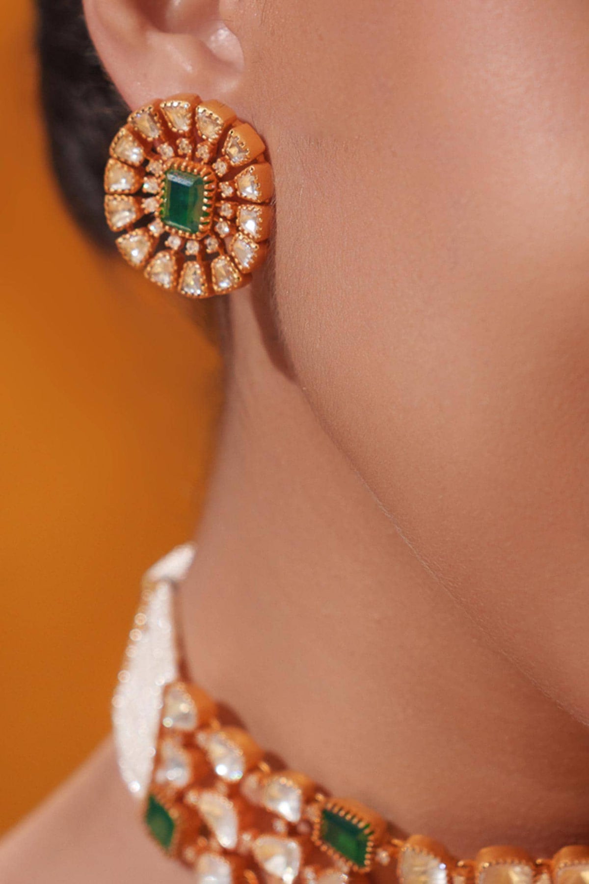 Stone Studded Choker With Earrings 