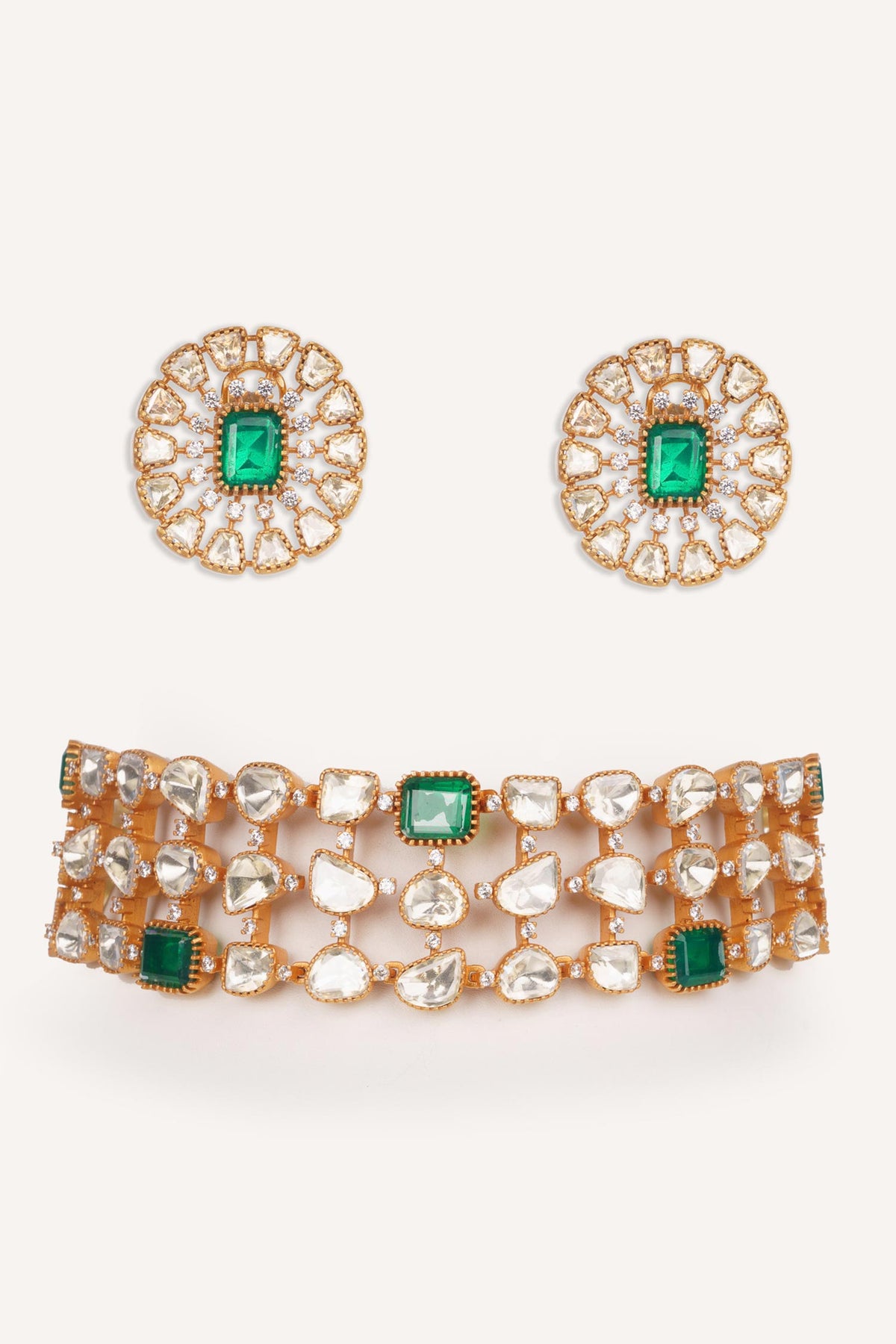 Stone Studded Choker With Earrings 