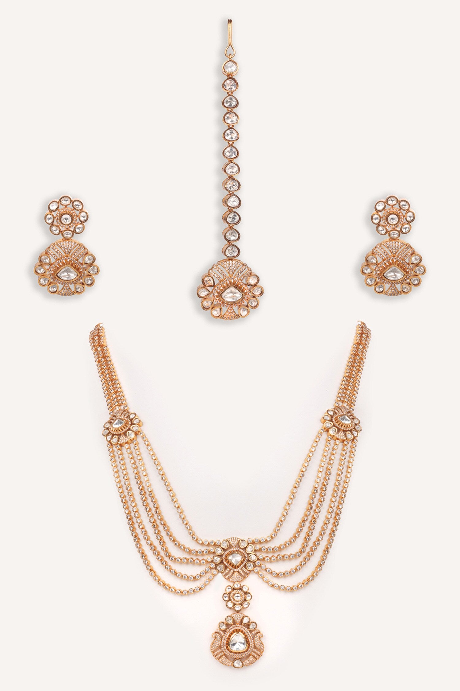 Stone Studded Pendant Necklace Set 
