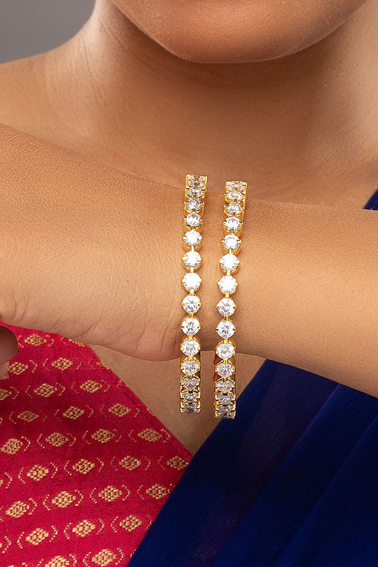 925 Silver 50 Pointer Akshara Bangle- Set Of 2 