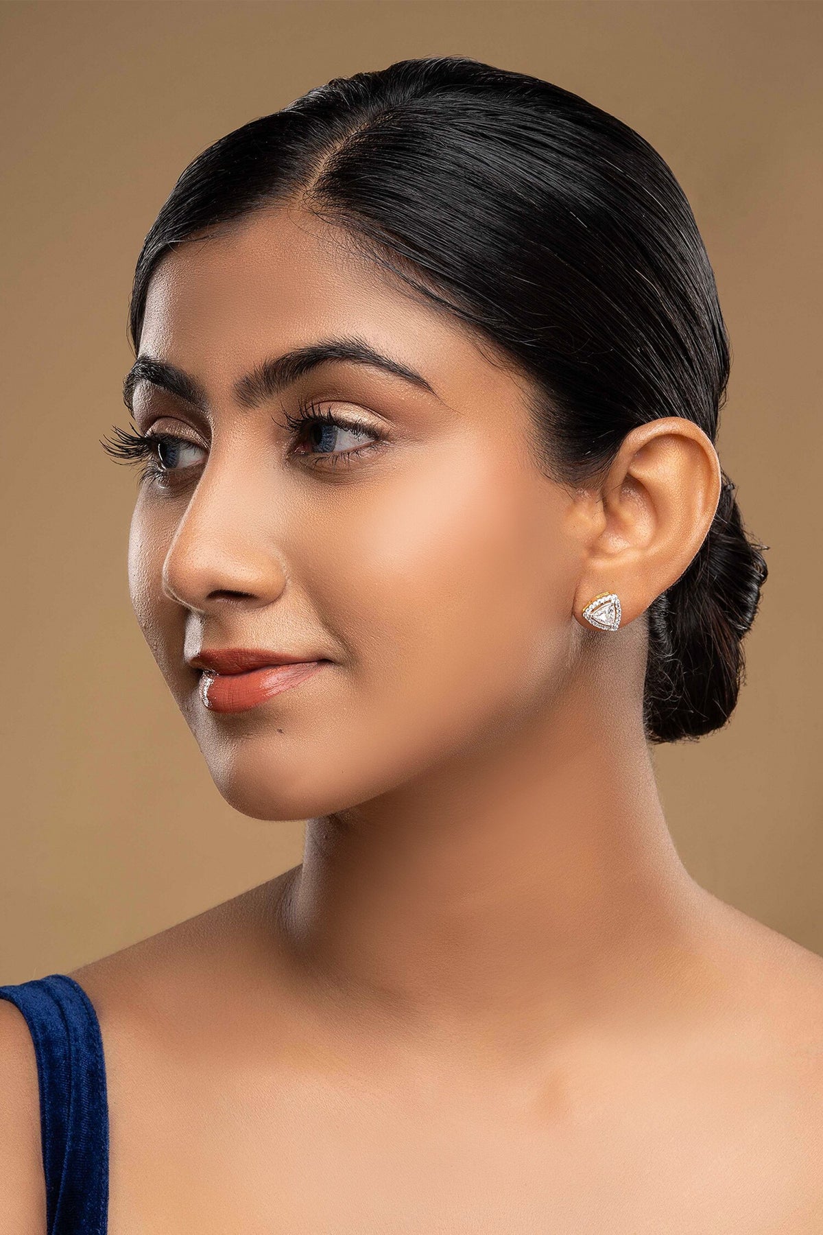925 Silver Trikona Stud Earrings 