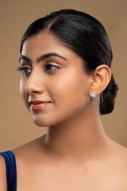 925 Silver Trikona Stud Earrings 