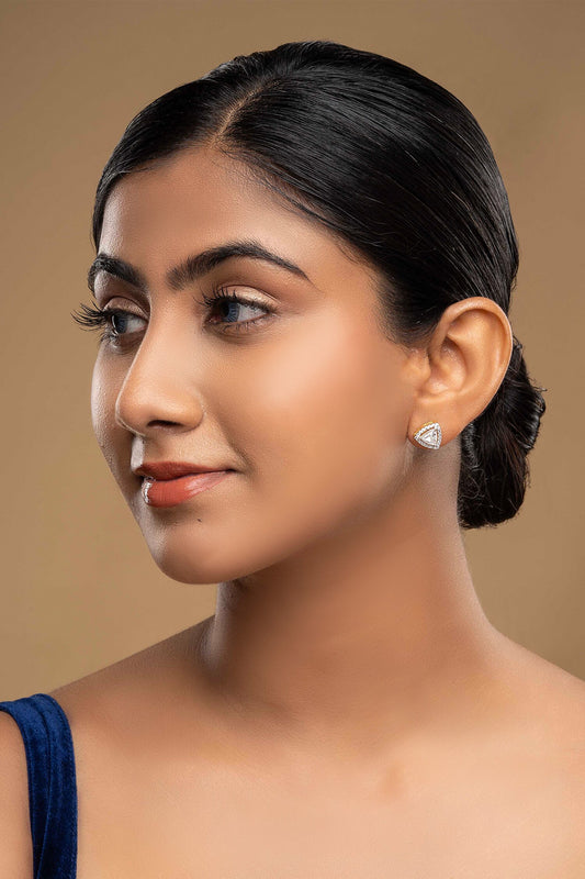 925 Silver Trikona Stud Earrings 