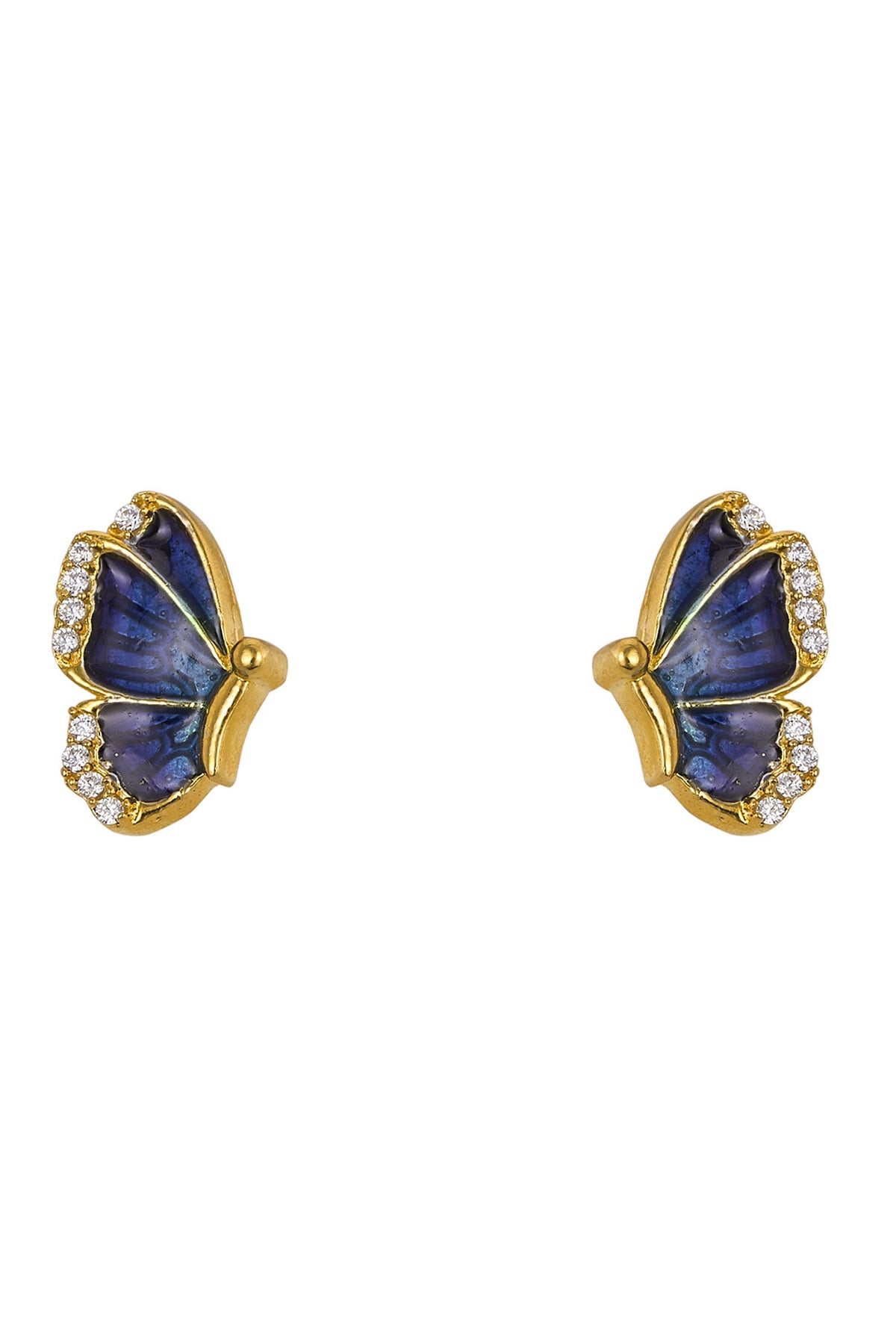 925 Silver Half Butterfly Stud Earrings 