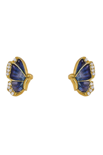 925 Silver Half Butterfly Stud Earrings 