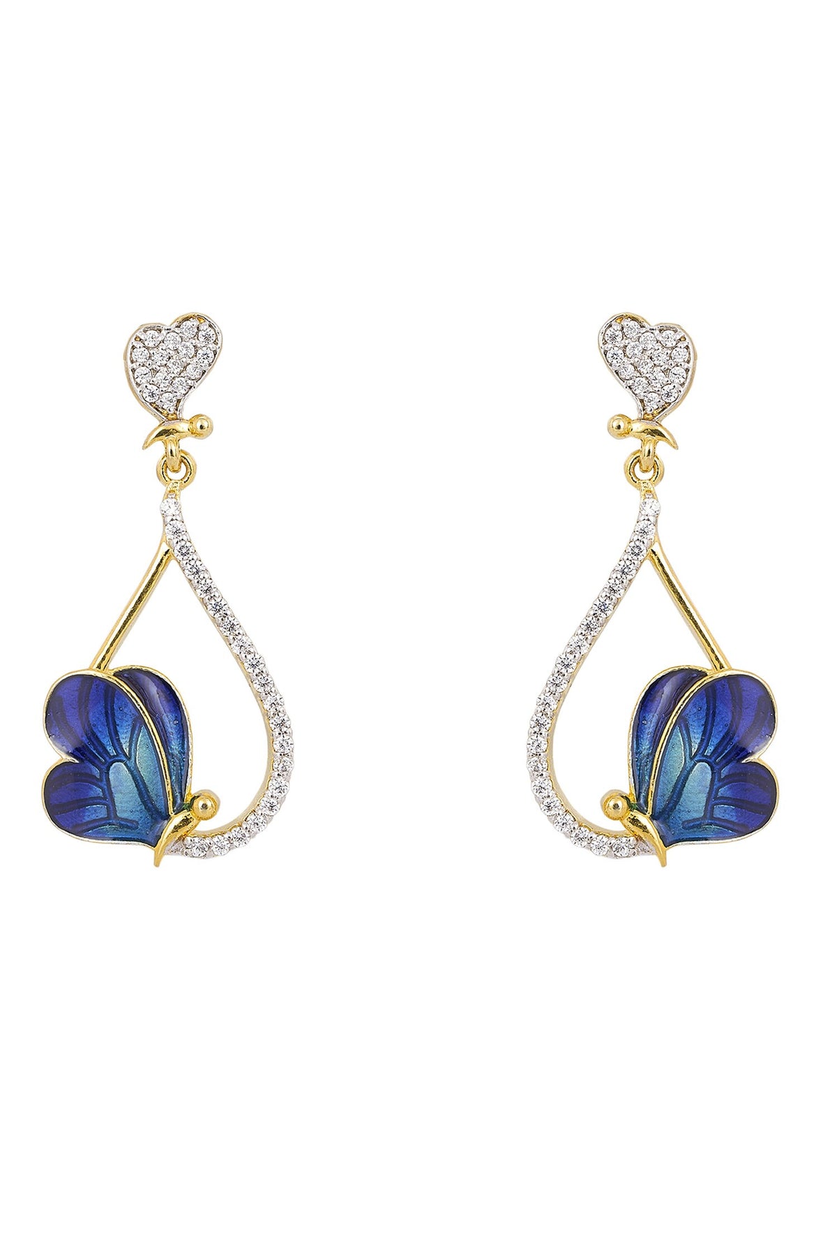 925 Silver Agastyam Butterfly Drop Earrings 
