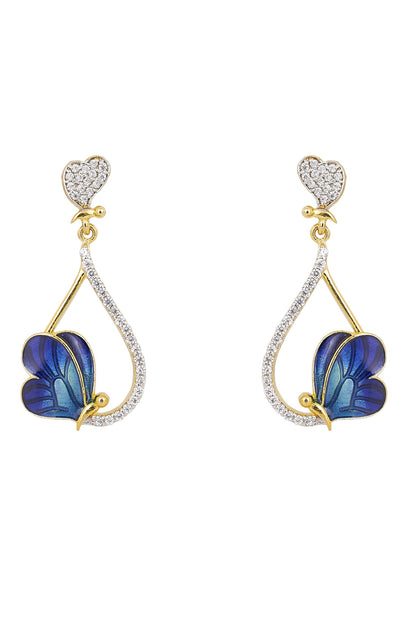 925 Silver Agastyam Butterfly Drop Earrings 