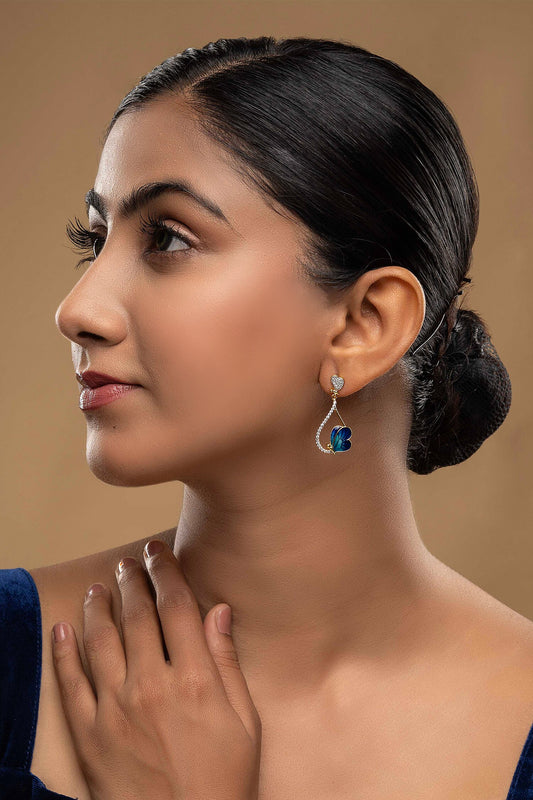 925 Silver Agastyam Butterfly Drop Earrings 