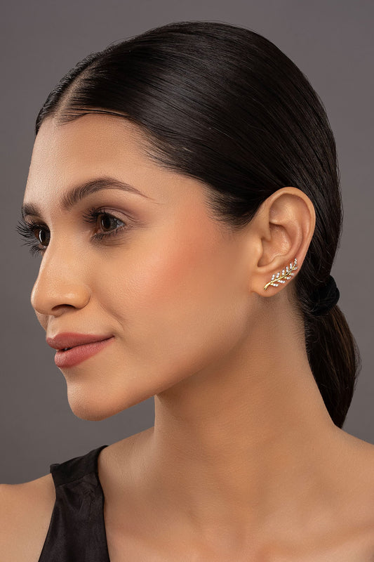 925 Silver Leaf Earcuffs 