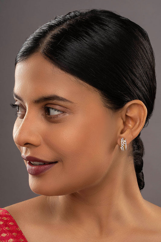 925 Silver Sera Embellished Huggies Earrings 