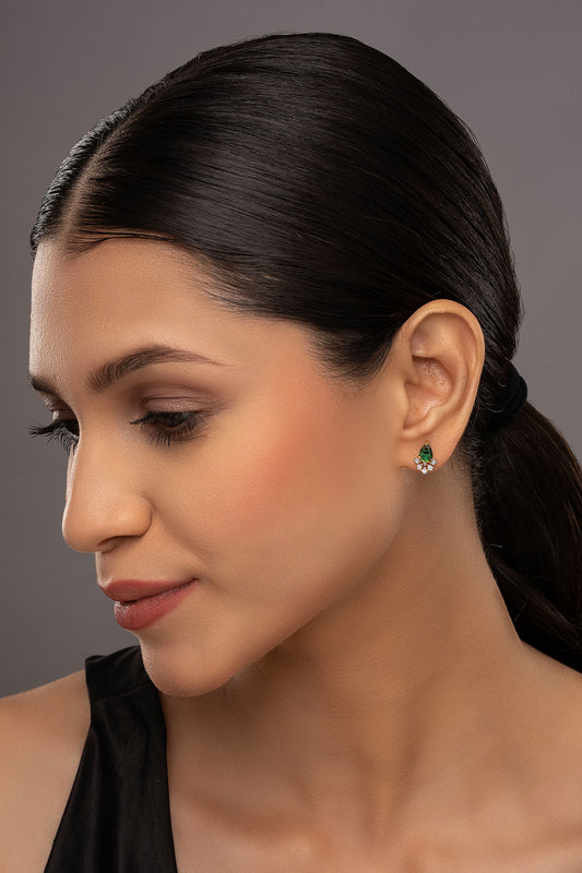925 Silver Miren Green Stud Earrings 