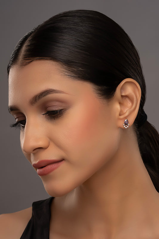 925 Silver Miren Purple Stud Earrings 