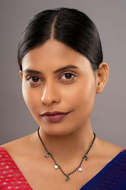 925 Silver Nivara Enamelled Butterfly Mangalsutra 