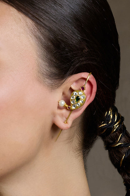 Kundan Studded Golden Ear Cuffs 