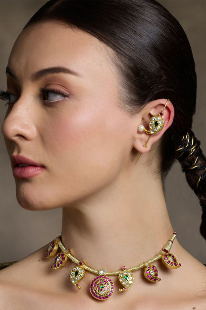 Kundan Studded Golden Ear Cuffs 