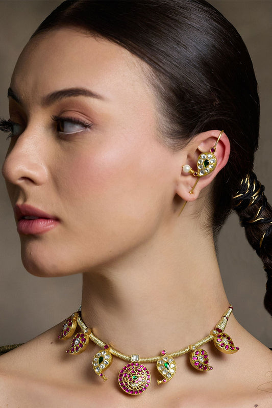 Kundan Studded Golden Ear Cuffs 
