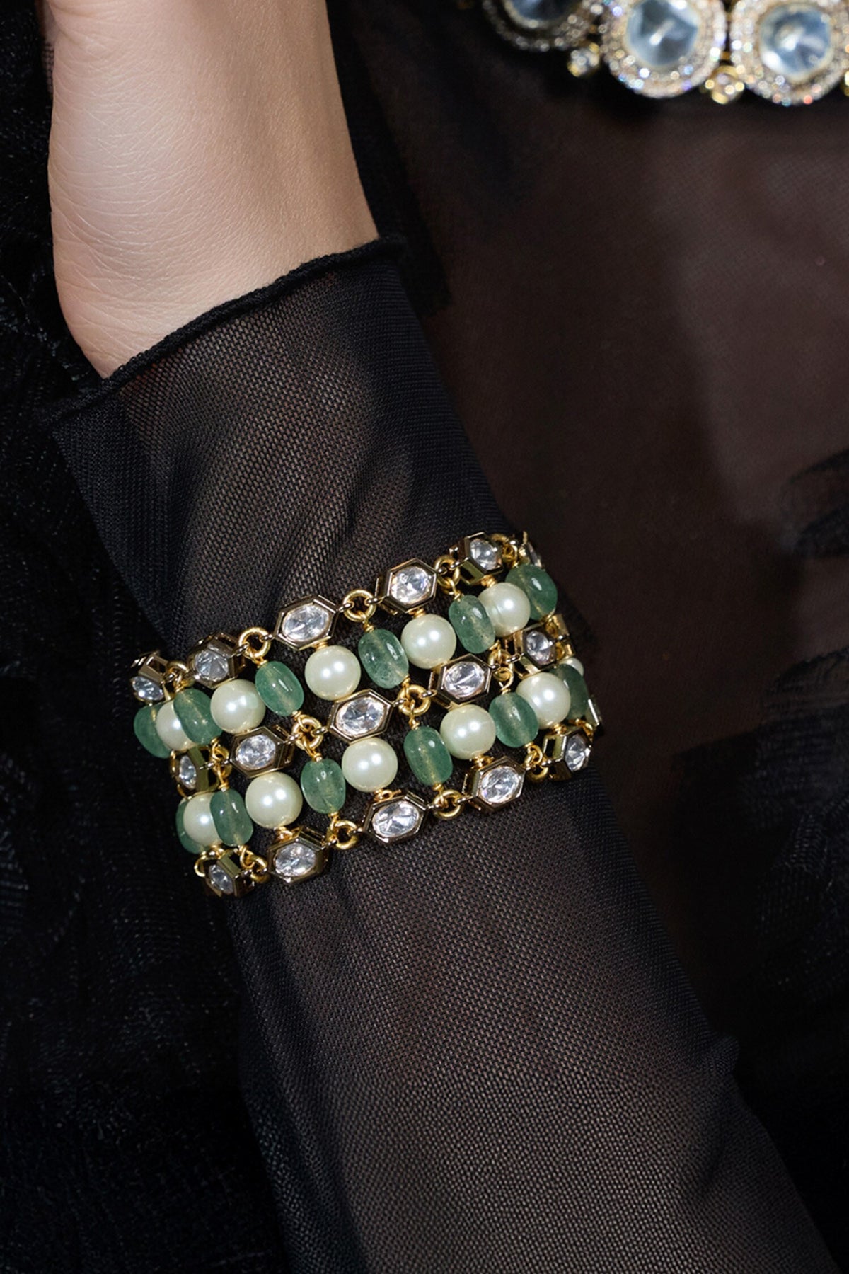 Beaded & Pearl Studded Bracelet 