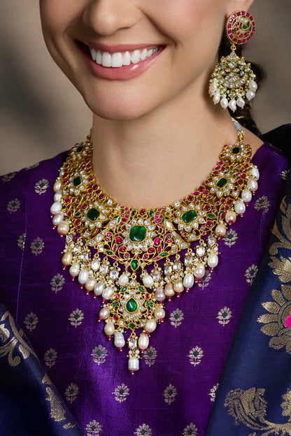 Royal Bridal Polki Embellished Necklace Set 