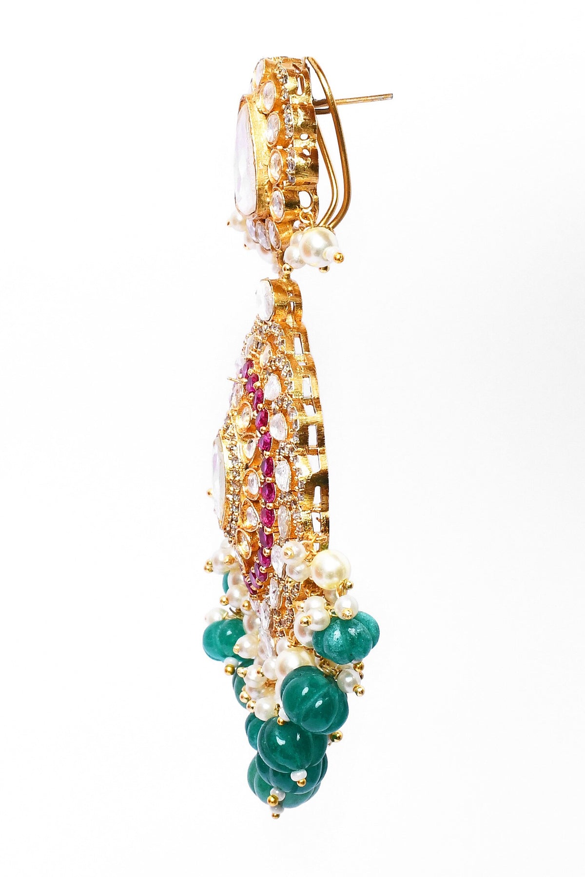 Kundan & Pearl Embellished Drop Earrings 