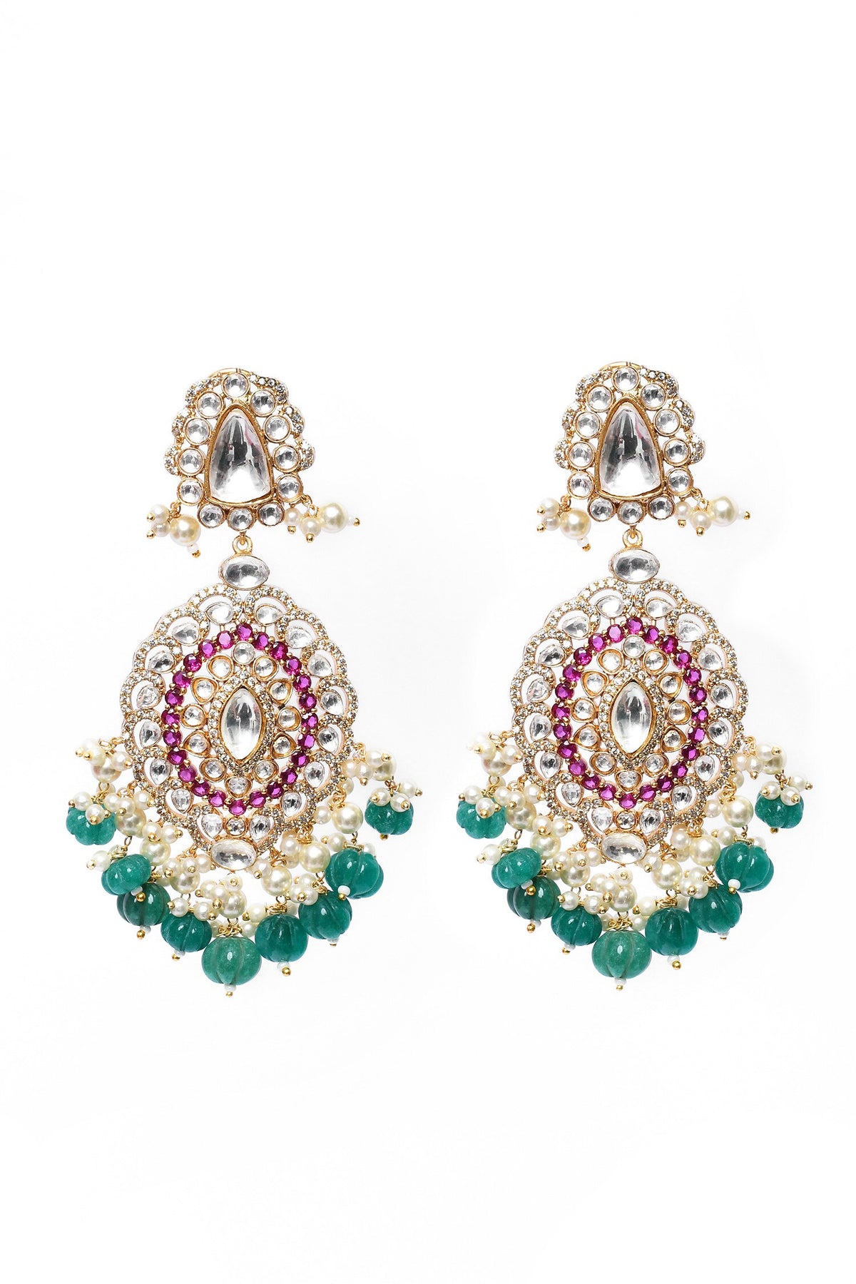 Kundan & Pearl Embellished Drop Earrings 