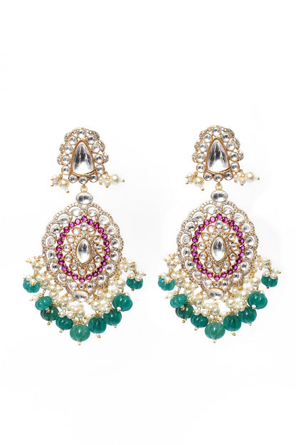 Kundan & Pearl Embellished Drop Earrings 