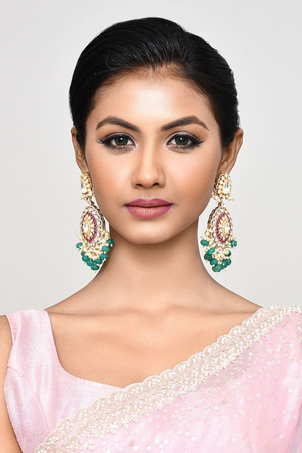 Kundan & Pearl Embellished Drop Earrings 