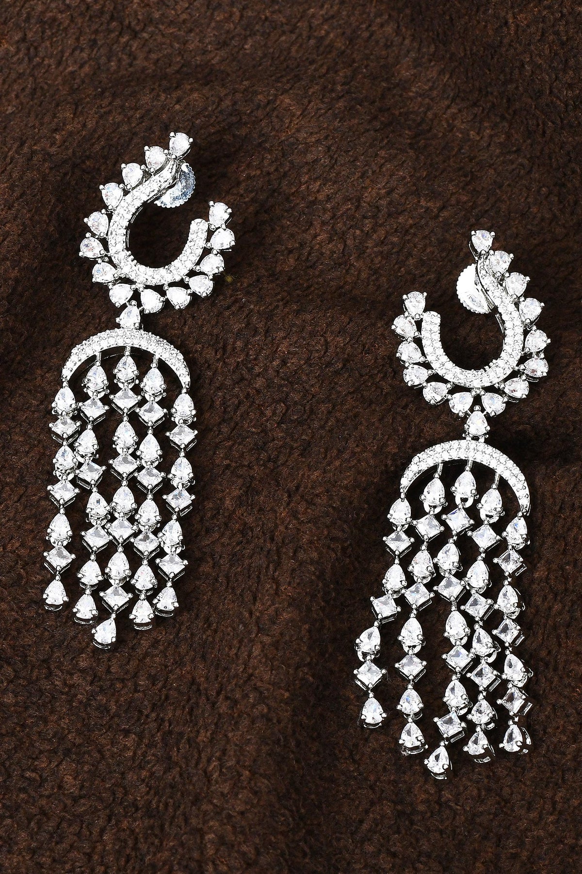 Stone Embellished Chandbali Drop Earrings 