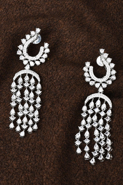 Stone Embellished Chandbali Drop Earrings 