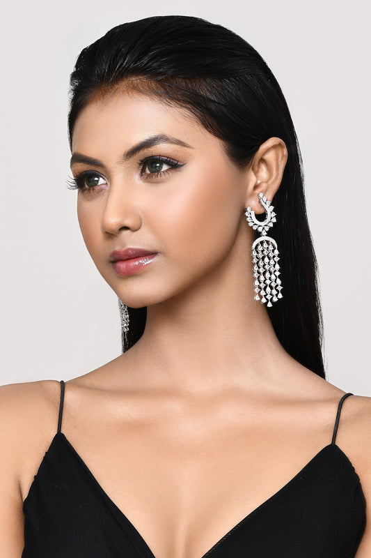 Stone Embellished Chandbali Drop Earrings 