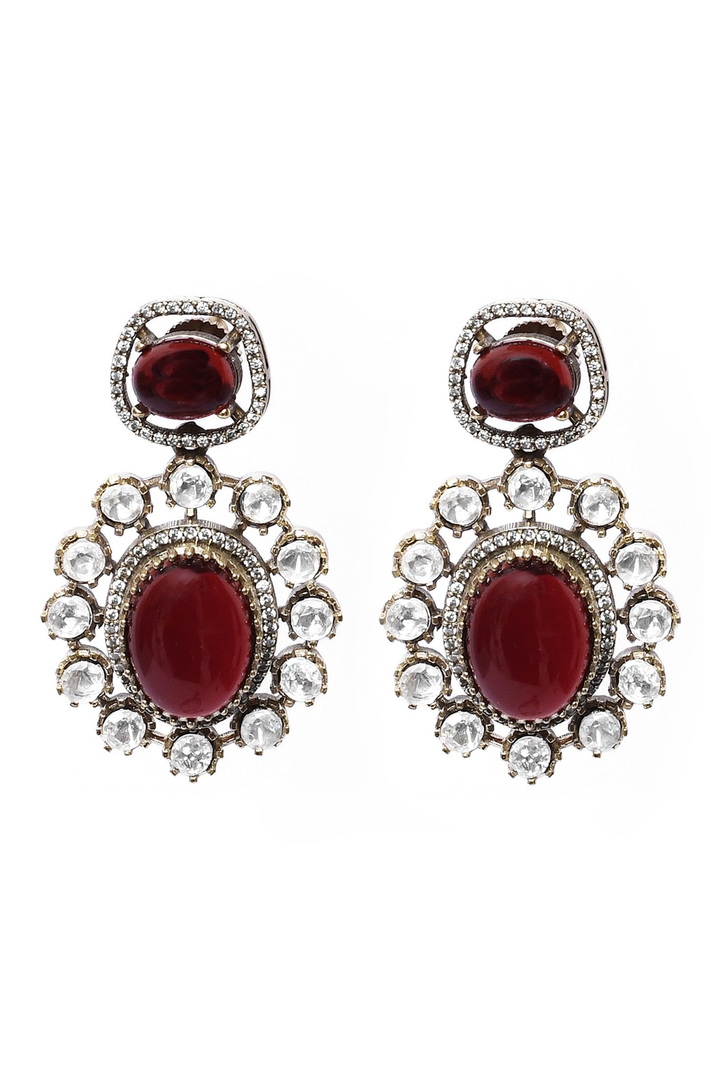 Stone Studded Two-Layered Necklace & Earring Set 