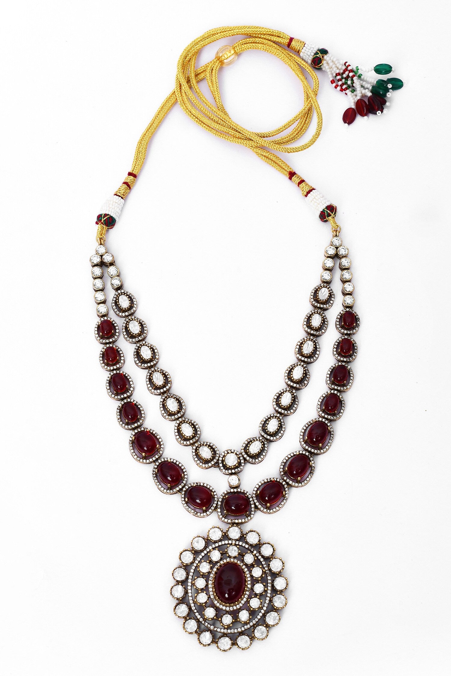 Stone Studded Two-Layered Necklace & Earring Set 
