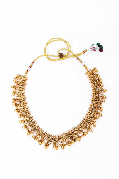 Temple Design Necklace & Jhumka Earrings Set 