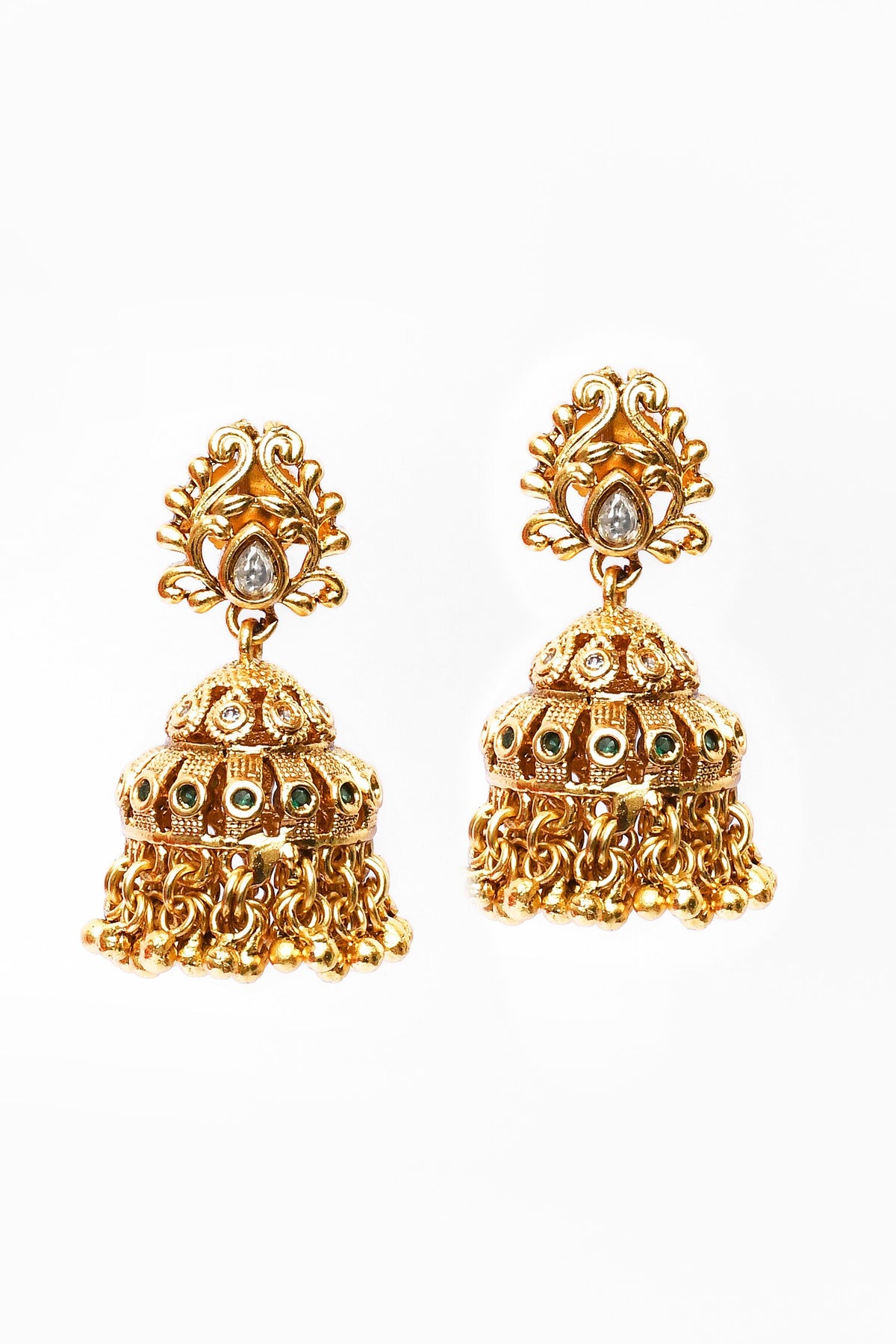 Temple Design Necklace & Jhumka Earrings Set 