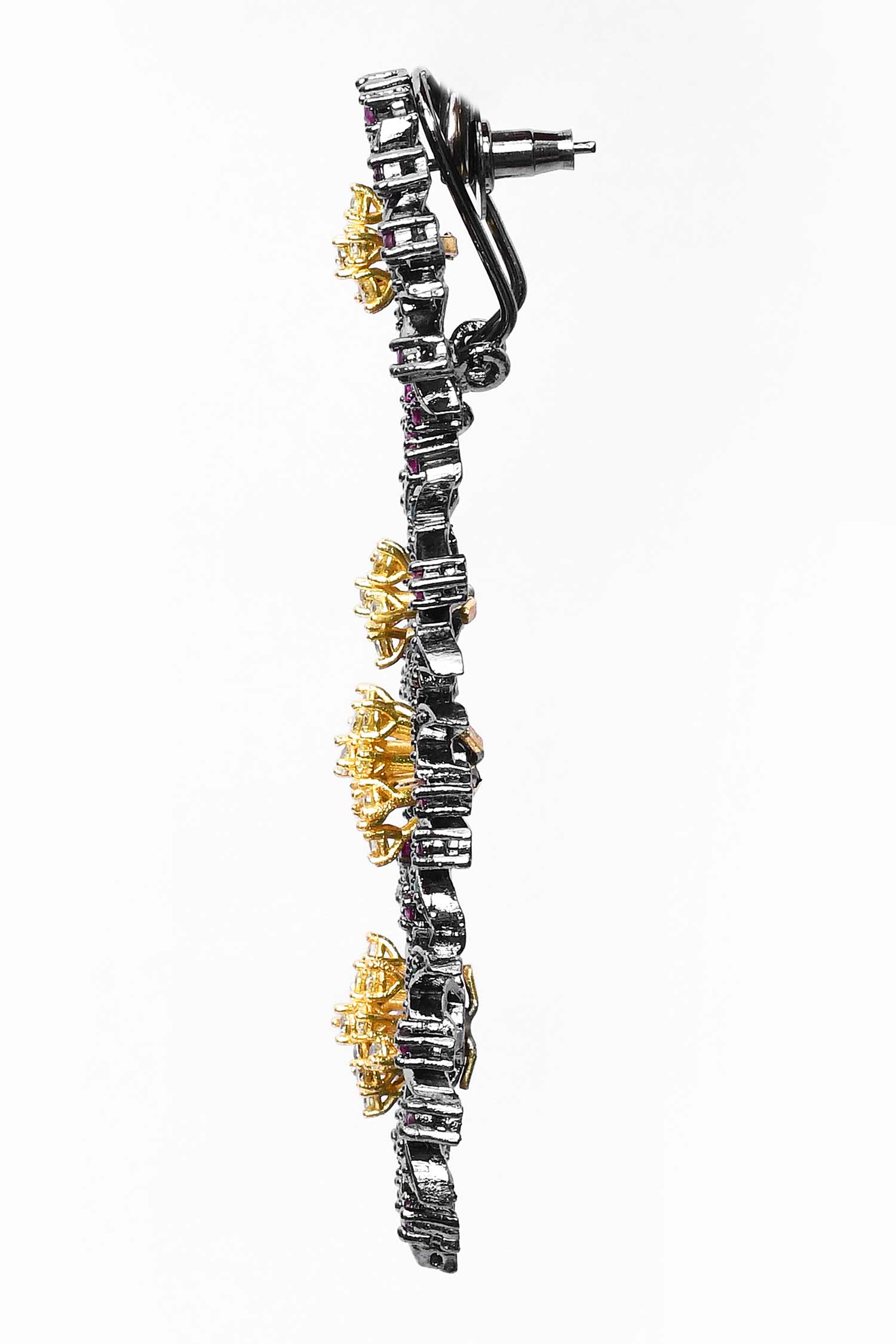 Floral & Leaf Embellished Drop Earrings 