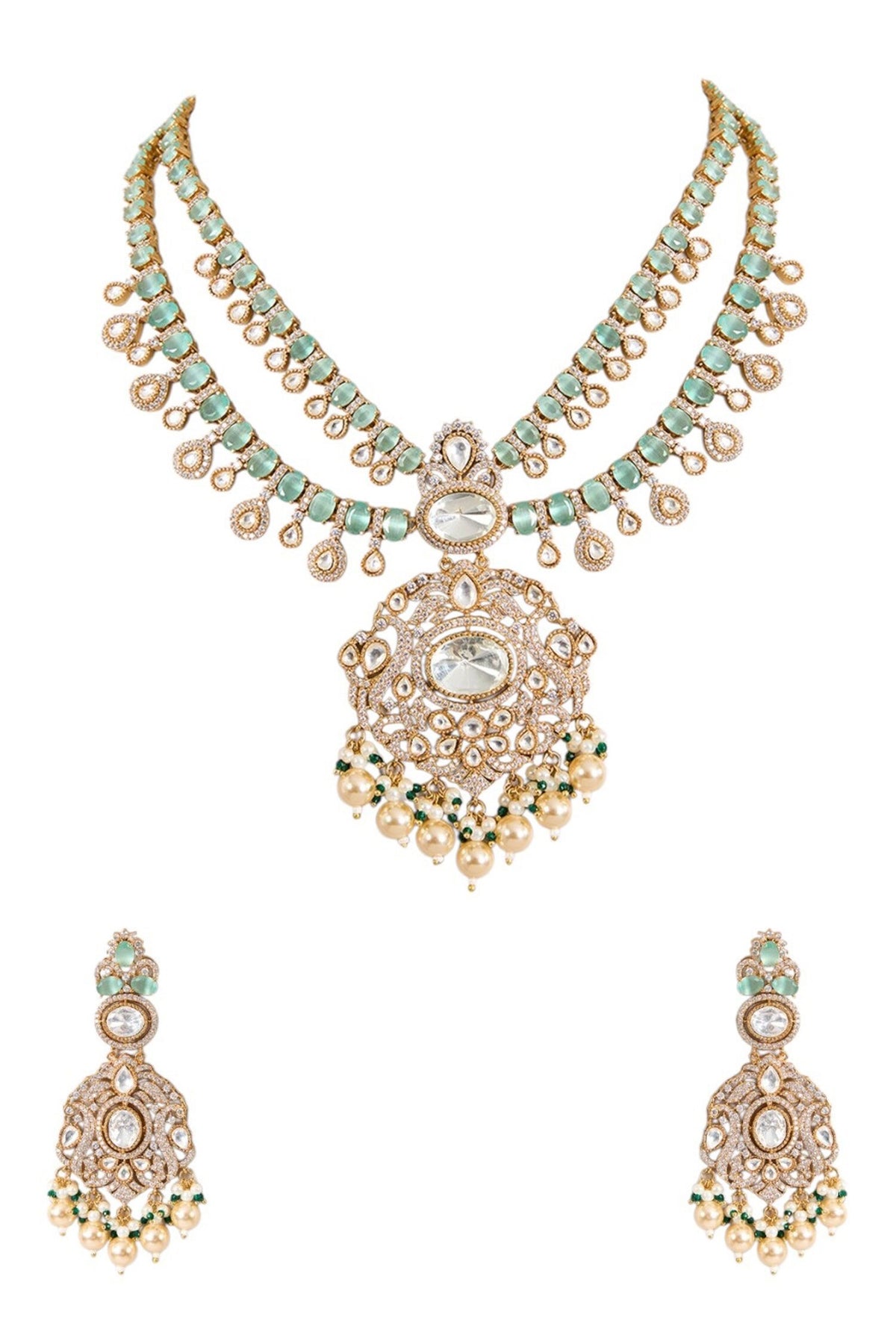 Kundan Polki Pendant Necklace Set 