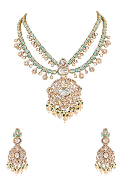 Kundan Polki Pendant Necklace Set 