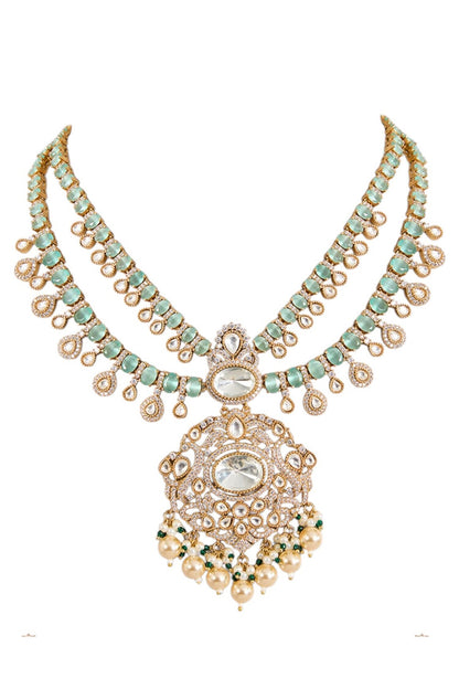 Kundan Polki Pendant Necklace Set 