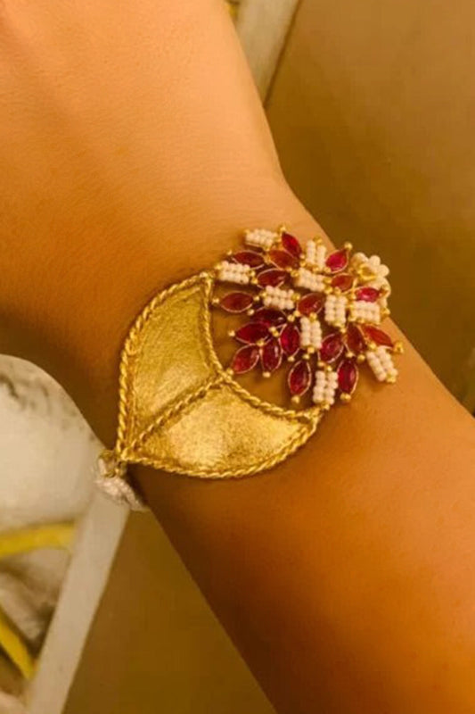 Ruby Leaf Motif Bracelet 