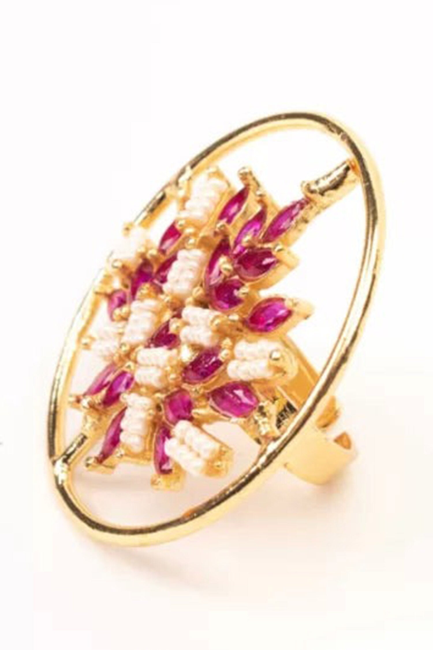 Ruby Leaf Embellished Ring 