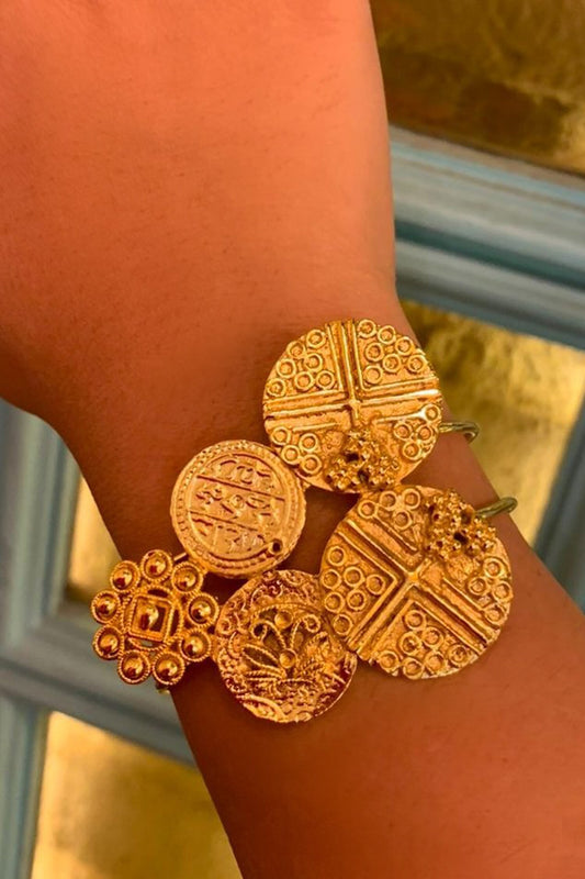 Gold Coin Coin Motif Adjustable Bracelet 