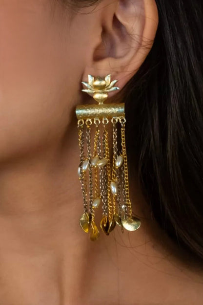 Lotus Chain Drop Earrings 