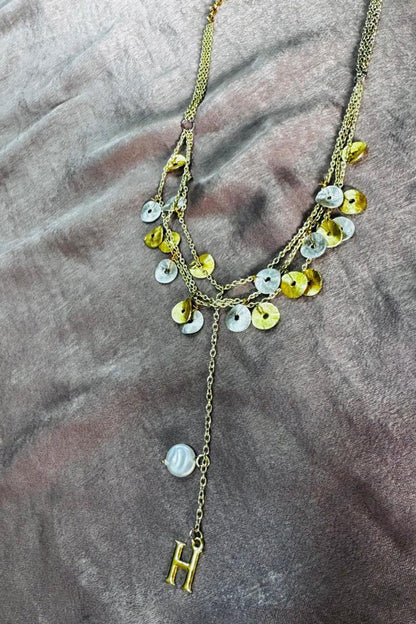 Coin & Pearl Initial Charm Layered Necklace 