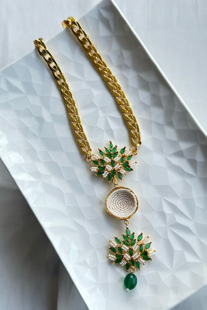 Emerald Leaf Vatii Emerald Leaf & Vati Drop Necklace 