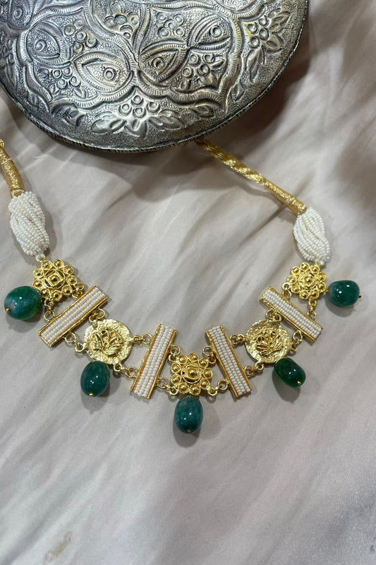 Mini Coin Green Stone Choker 