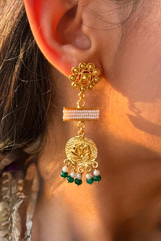 Mini Coin Coin & Bead Drop Earrings 