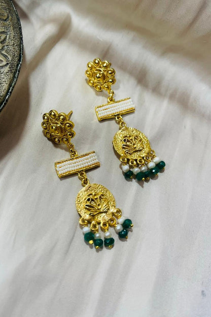 Mini Coin Coin & Bead Drop Earrings 