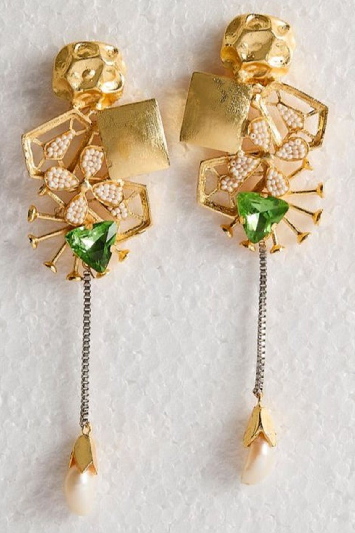 AK Collage Geometric Floral Drop Earrings 