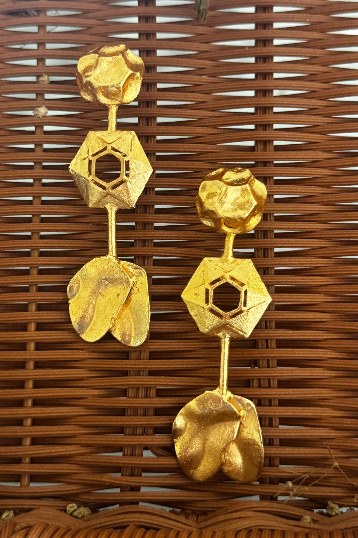Hive Bloom Gold Plated Drop Earrings 